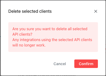 API Client deleted