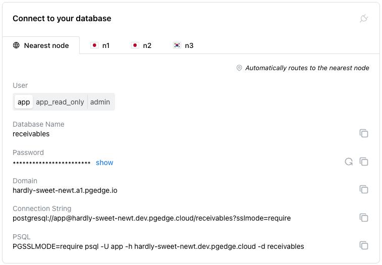 Connecting to a database after creating tables